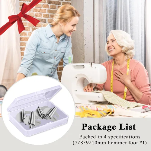 Vista 5 de TIGARI Pie Prensatelas de Dobladillo Enrollado, Pie de Coser de Dobladillo Enrollado, Pie de Presión de Dobladillo Enrollado de 7/8/9/10mm de Ancho