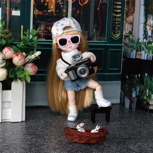 Vista 6 de ONEST 6 piezas de mini cámaras para accesorios de muñeca, adorno de cámara en miniatura, mini casa de muñecas, cámara vintage de utilería para mini