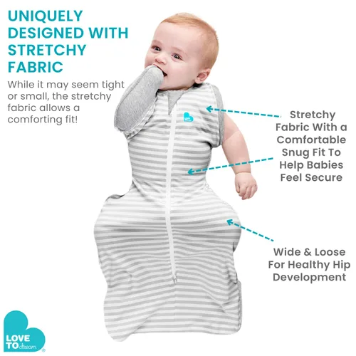 Vista 9 de Love to Dream Swaddle UP - Bolsa de transición cálida – alas patentadas con cremallera, ayuda suavemente al bebé a pasar de estar envuelto a libre