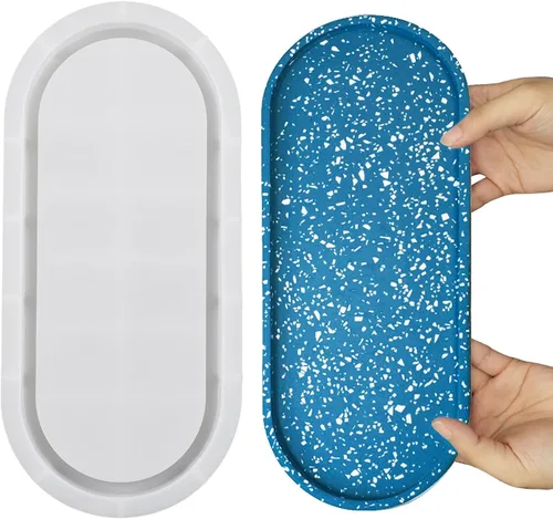 Wehous Molde ovalado grande para bandeja rodante, moldes de bandeja de silicona de 13 pulgadas con bordes para manualidades de resina epoxi y