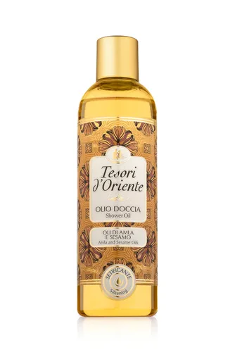 Tesori d'Oriente Aceite de ducha, con amla y sésamo, aceite de ducha limpiador y calmante prémium para mujeres, 8.45 fl oz [Hecho en Italia] (Argán