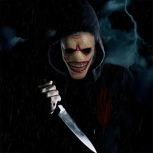 Vista 5 de Máscara de Halloween de demonio sonriente sin nariz, máscara de látex espeluznante, máscara de monstruo Leatherface de terror, máscara de fantasma
