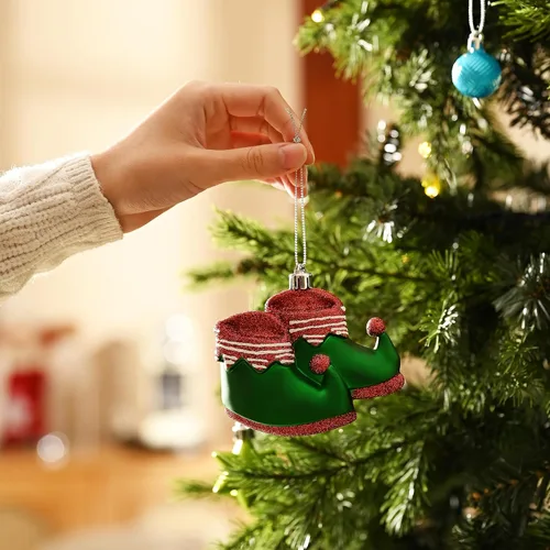 Vista 4 de DecorbyHannah - Juego de 120 adornos de Navidad, decoraciones de árbol de Navidad de duende rojo, verde y blanco, surtido de adornos de bolas