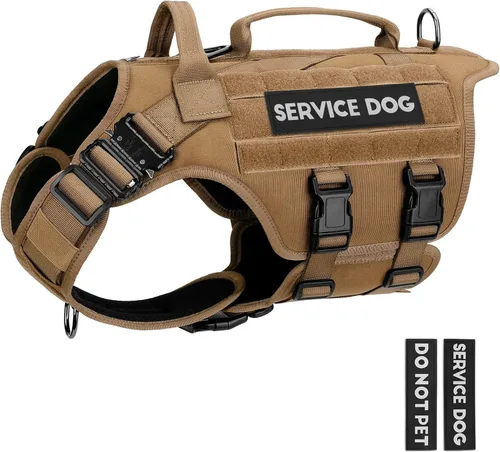 Vista 19 de Arnés táctico para perros - PETNANNY Chaleco para perro de servicio para perros grandes Cobertura corporal completa en arnés para perros de Rosa
