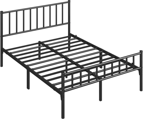 Vista 46 de Yaheetech Base de cama de tamaño individual con plataforma de metal con cabecero y estribo, no necesita somier, almacenamiento debajo de la cama