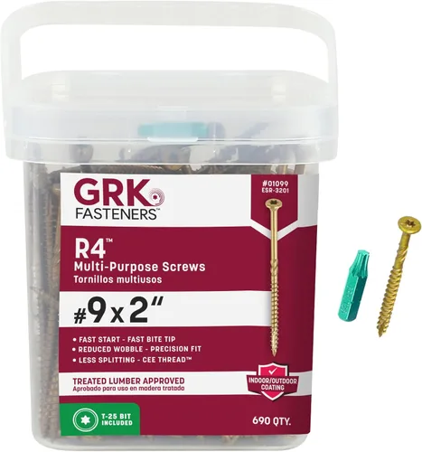 Vista 19 de GRK Fasteners R4™ # 9 x 1-1/2 pulgadas, tornillos de marco multiusos, 820 piezas, revestimiento Climatek™ resistente a la corrosión, vallas