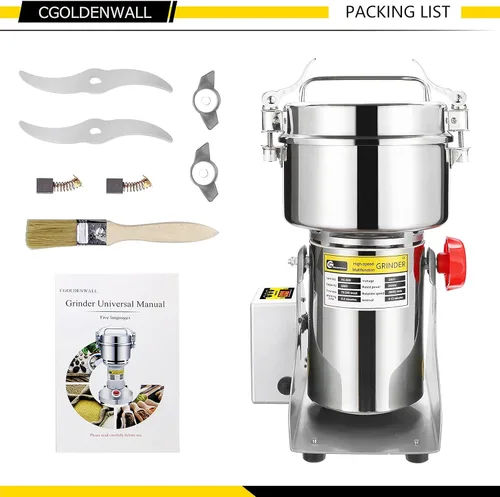 Vista 7 de CGOLDENWALL Molinillo de grano con pantalla LED, 88.18 oz, molinillo eléctrico de especias de alta velocidad, máquina de polvo de motor comercial