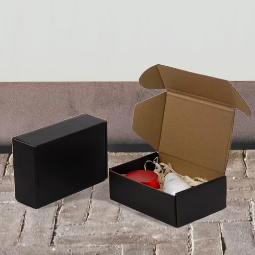 Vista 5 de Cajas de envío de 6x4x2 pulgadas, paquete de 25, cajas de embalaje de cartón corrugado para pequeñas empresas, negras