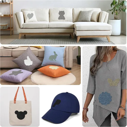 Vista 4 de Parches de reparación de lino autoadhesivos de 8 x 11 pulgadas (2 unidades), parches de tela de lino para reparación de sofás, kit de parches