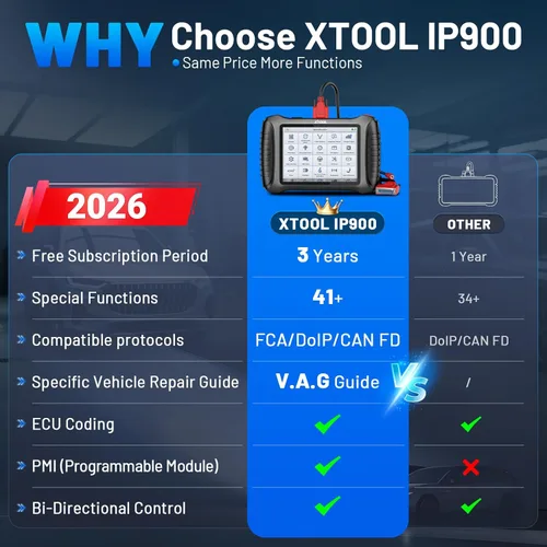 Vista 2 de XTOOL IP900 Herramienta de escaneo bidireccional Versión 2026 mejorada del escáner D7, herramienta de diagnóstico escáner OBD2, codificación ECU