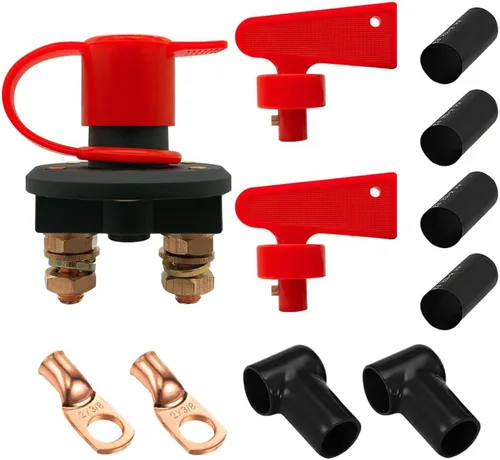 Vista 9 de Ampper Interruptor de desconexión de batería 12V, interruptor de apagado y corte de batería para vehículos marinos, autos, botes, RV, ATV (2 llaves)