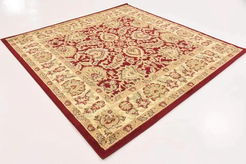Vista 144 de Unique Loom - Colección Voyage - Alfombra redonda tradicional oriental, marrón, Polipropileno, Bronceado/Azul Claro
