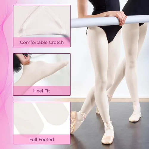 Vista 5 de 2 mallas de ballet para niñas, mallas de ballet para niños, leotardos de ballet para niños