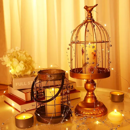 Vista 4 de Hicarer Cadena de perlas de 157 pies con 24 cuerdas para velas flotantes, perlas de imitación como relleno de jarrón, ideal para bodas, fiestas