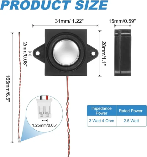 Vista 2 de PATIKIL Mini altavoz de 3 vatios y 4 ohmios, 1PCS máquina de publicidad portátil móvil de gama completa Conector micro altavoz para pequeños