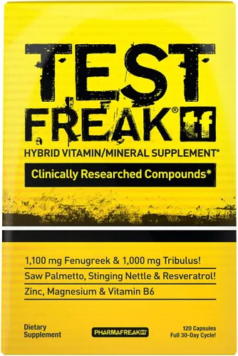 Pharmafreak Test Freak Suplemento mineral híbrido de vitamina – Ultimate Testosterona Booster – 120ct – Fórmula de Estados Unidos – Suministro para