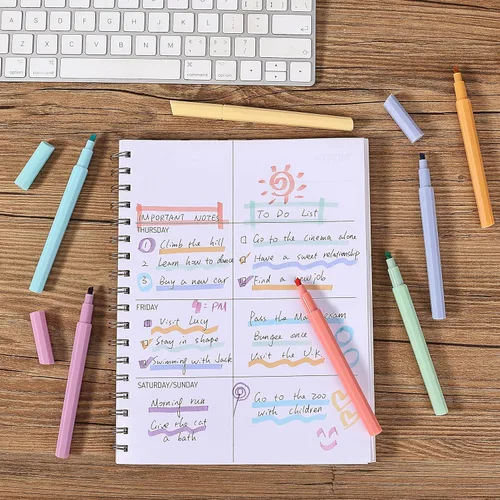 Vista 8 de Mr. Pen - Resaltadores estéticos, 8 piezas, punta biselada, tonos joya, resaltadores para la Biblia sin goteos