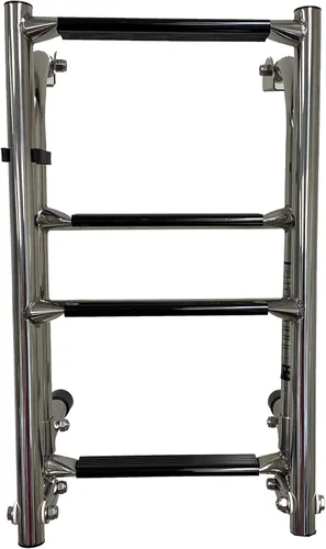 Vista 4 de classAcustoms 77090202 Escalera plegable para barco de 4 escalones Acero inoxidable Escalera para barco de esquí Escalera para pontón