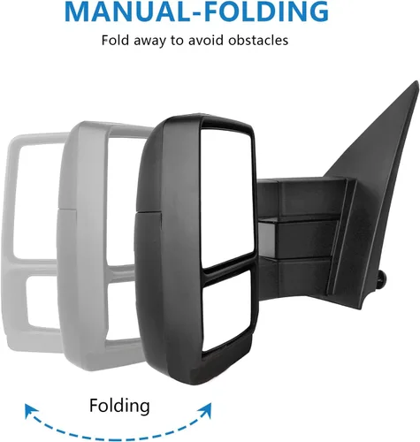 Vista 5 de Espejos de remolque compatibles con Ford F150 2004-2014, espejos laterales de remolque telescópicos manuales y plegables