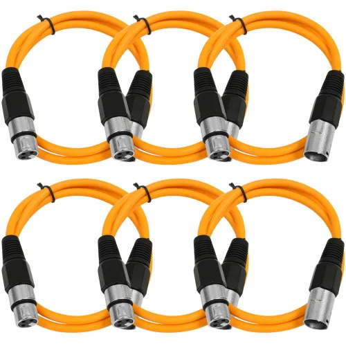 Vista 36 de Seismic Audio SAXLX-2Brown-Paquete de 6 cables de conexión XLR de 2 pies marrones - Cables de micrófono - Cables XLR macho a hembra - 2 pies