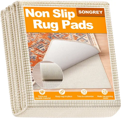 Vista 8 de Songrey Non-Slip Rug Pad 2x6 FT, Extra Thick Carpet Pads for Hard Surfaces, Prevents Sliding and Secures Rugs, Provides Floor Protection with