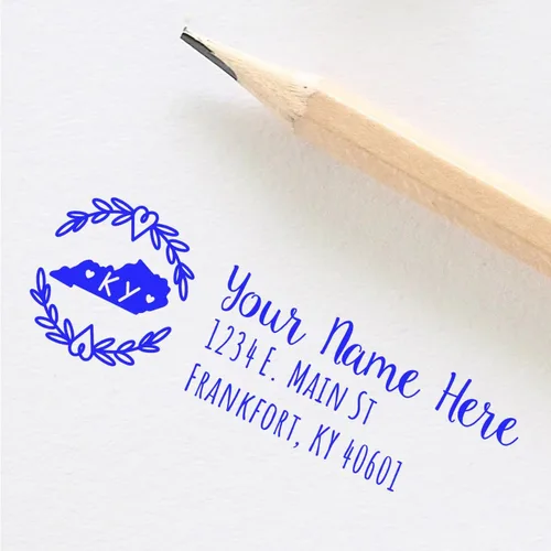 Vista 69 de Alabama Address Stamp, Alabama State Wreath Stamp, Custom Hand Imprint for Home, Office, Crafting, Mail, Weddings, Housewarming, and Residents