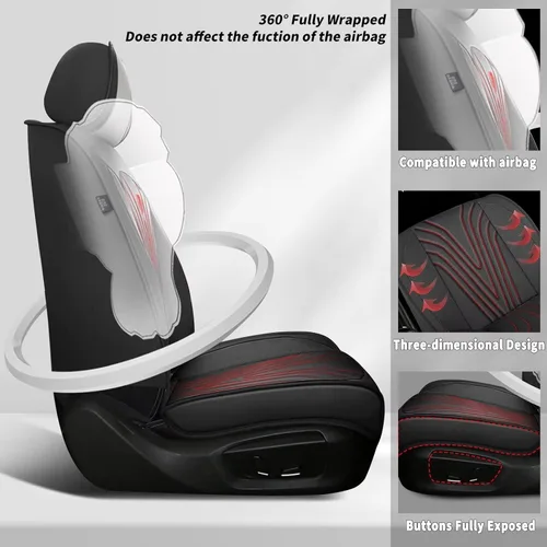 Vista 4 de Fundas de asiento para automóvil para Chevrolet Cruze 2019-2011: fundas de asiento delantero de piel sintética, impermeables, transpirables, fundas
