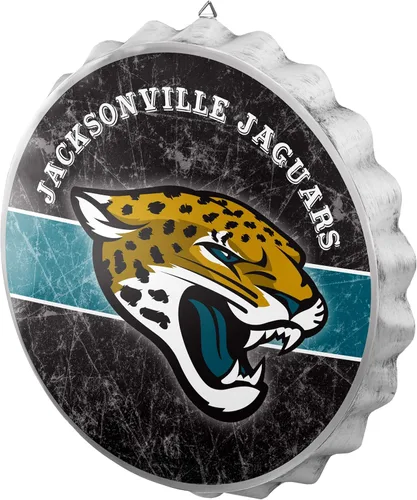 Vista 24 de NFL Team Logo Distressed Metal Hanging Wall Bottle Cap Sign