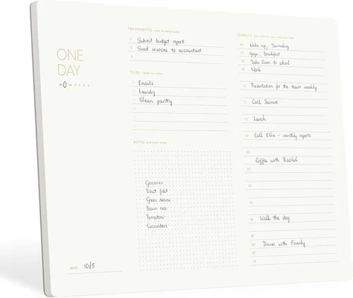 Pinesman - Planificador de escritorio diario elegante de un día, con foil dorado, bloc de notas minimalista de productividad, horario de bloqueo de