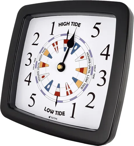Vista 2 de JUSTIME Reloj de marea atlántica de 8.5 pulgadas para la costa este, reloj de marea baja marea alta con caja de plástico resistente al agua Negro