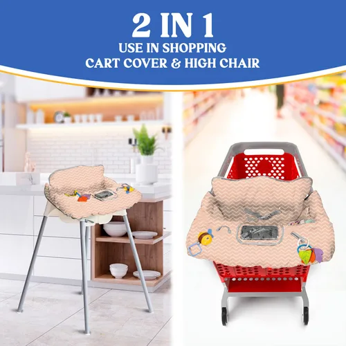Vista 6 de PILLANI Funda para carrito de compras para bebé, funda para silla alta para asiento de restaurante - Funda para carrito de comestibles para bebé