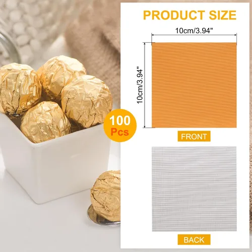 Vista 2 de uxcell 100 envoltorios de aluminio para dulces, envoltorios de barra de chocolate de 4 x 4 pulgadas, papel de aluminio para decoración de embalaje