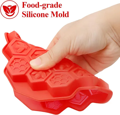 Vista 3 de Creativee - Molde de silicona para tartas de abejas de panal de abeja de 19 cavidades, bandeja de hielo, molde para tartas de galletas, chocolate