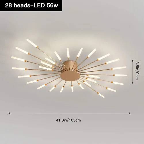 Vista 3 de JAYMP Lámpara de Techo Moderna con Forma de Flor Lámpara de Techo para Comedor Cocina Pasillo Montaje al Ras Metal Acrílico Sputnik Fuegos