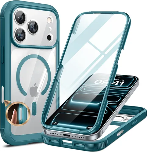 Vista 121 de Miracase Glass Series - Funda para iPhone 11 de 6.1 pulgadas, funda resistente de cuerpo completo mejorado con protector de pantalla de vidrio Negro