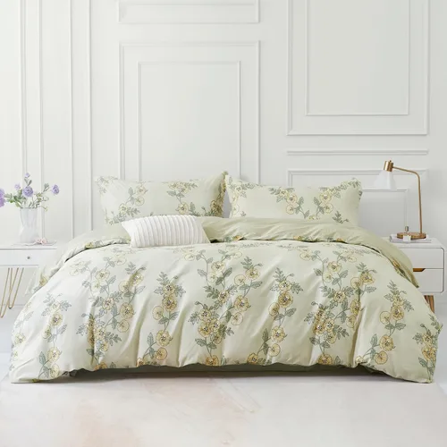 Vista 58 de SAPHREAS Juego de Funda de Edredón de Flores Rosas 2 piezas Algodón Estilo Jardín Campanilla Floral Ropa de Cama Juego de Funda de Edredón 100%