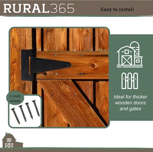 Vista 5 de Rural365 Bisagras triangulares para puerta, paquete de 4 – Bisagras de puerta de estilo granja resistentes de 6 pulgadas con correa en T