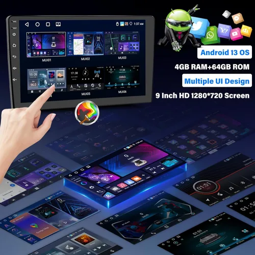 Vista 3 de 4 GB+64 GB Android 13 Estéreo para coche Honda Accord 8th 2008-2013 con Carplay inalámbrico Android Auto, 10.1 pulgadas HD pantalla táctil Bluetooth