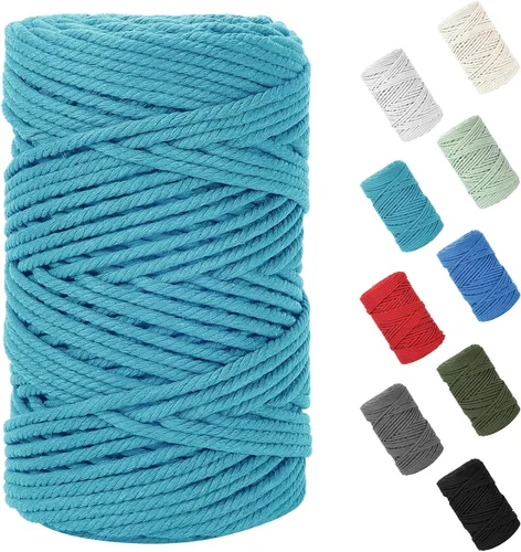 Vista 44 de Cuerda de macramé de 0.079 in x 220 yardas (656 pies), cuerda de algodón natural para colgar en la pared, ganchos de plantas, manualidades, Verde