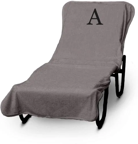 Vista 267 de Funda de lujo para tumbona de piscina con monograma de Hotel y Spa, bordado con letras en bloque - Extra absorbente 100% algodón turco - Rizo suave