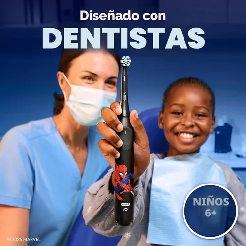 Vista 8 de Oral-B iO Kids Limitada Cepillo de dientes eléctrico recargable, Spiderman con 1 Cabezal de Cuidado Suave - Sensor Automático de Presión