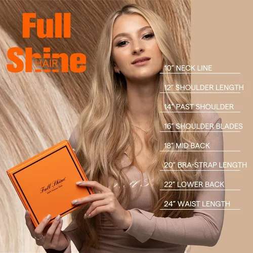 Vista 6 de Full Shine - Extensiones de cabello humano con cinta adhesiva, color rubio platino, 10 pulgadas