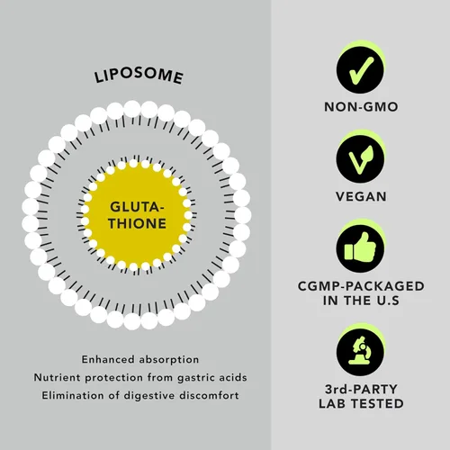 Vista 8 de Suplemento Liposomal Glutatión Líquido Reducido Setria® L Glutatión 500mg Apoyo inmunológico, Función cerebral, Anti-Envejecimiento