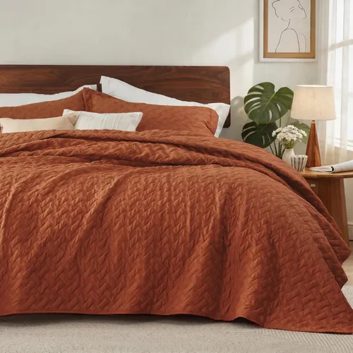 Vista 13 de Bedsure Colchas de tamaño King: colchas ligeras tamaño King con patrón de tejido de canasta, ropa de cama suave, colcha de edredón verde oliva