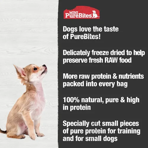 Vista 4 de PureBites Mini golosinas liofilizadas de pollo para perros, 1 ingrediente, fabricadas en Estados Unidos, 2.1 onzas