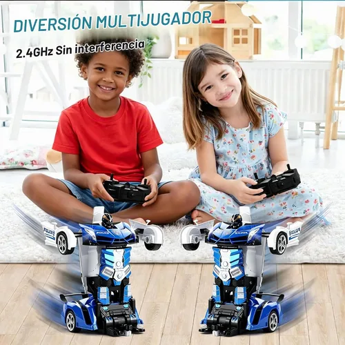Vista 5 de FIGROL - Transform RC, auto-robot, control remoto, 2.4G, juguete, transformación de auto a robot con un botón y velocidad de derrape de 360, escala