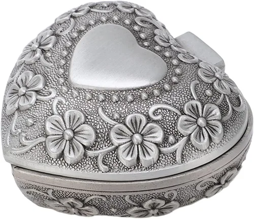 Heart Shaped Jewelry Box Heart Box Black Decoration Necklace Gift Box Packaging Flower Metal Vintage Retro Metal Velvet Heart Patterned Lining Gift