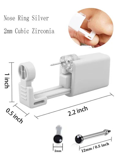 Vista 4 de Kit de perforación de nariz SLVIEKAE, kits de perforación de nariz para la nariz, pistola perforada para la nariz, kits de perforación de nariz