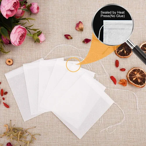 Vista 3 de BetyBedy bolsas desechables para filtrar té, de material seguro y natural, capacidad para 1 taza, set de 100 unidades., Blanco