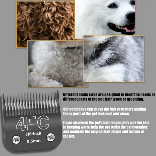 Vista 14 de Paquete de 6 cuchillas de acero desmontables para el aseo de perros, compatibles con Andis, Oster A5, Wahl KM-10, longitud de corte de 1/100 a 1/2
